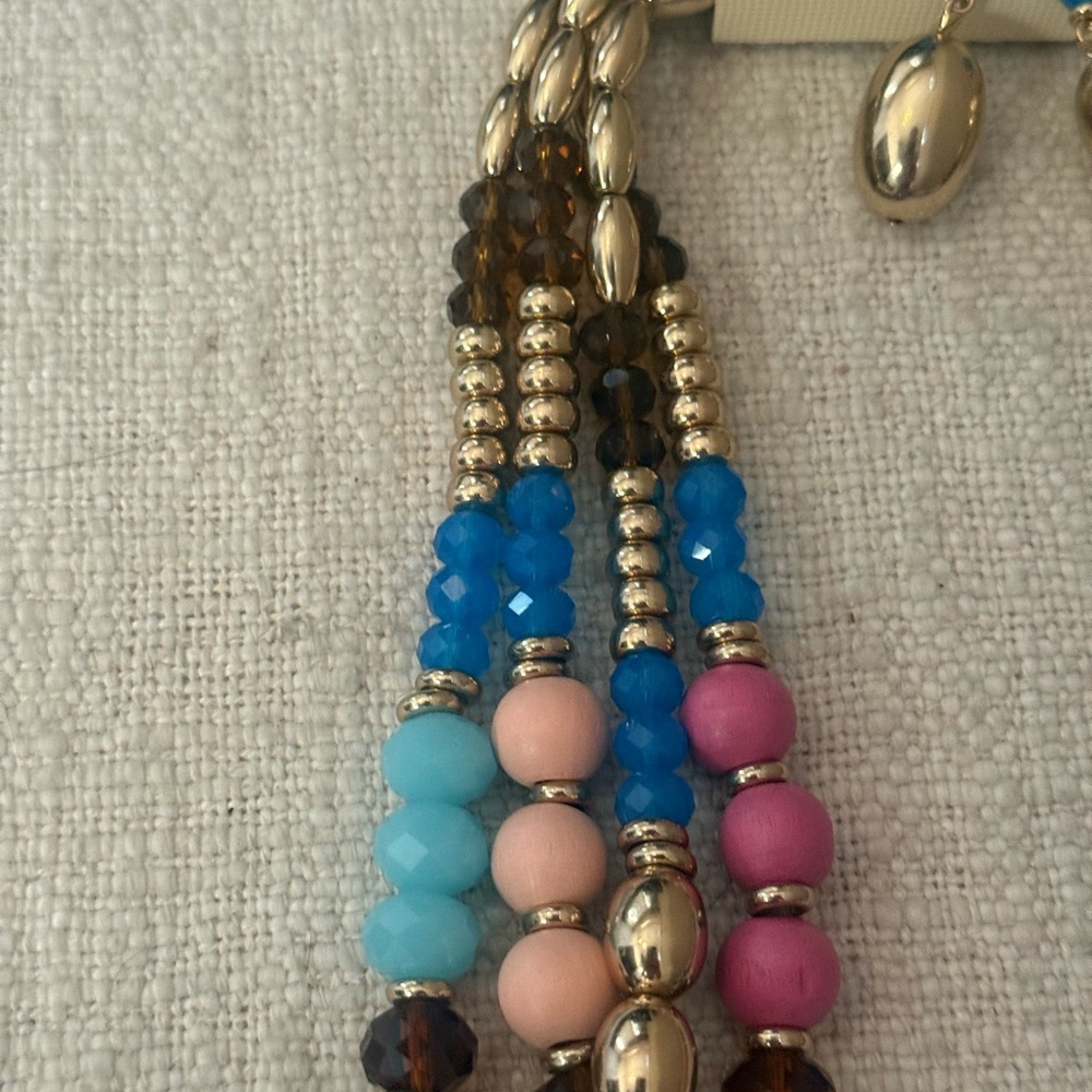 NWT Sophia & Kate Gold and Multicolor Beaded Necklace and Earring Set - Picture 6 of 15